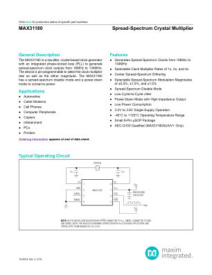 MAX31180 datasheet cover page