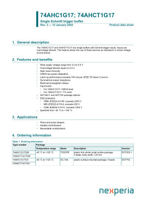 74AHCT1G17GW125 datasheet cover page