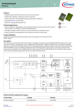 BGT60CUTR13AIP 数据手册首页