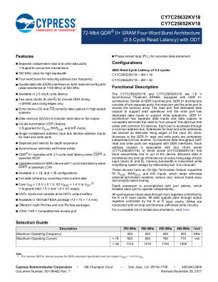 CY7C25632KV18 datasheet cover page