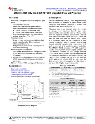 LMG3650R035 datasheet cover page