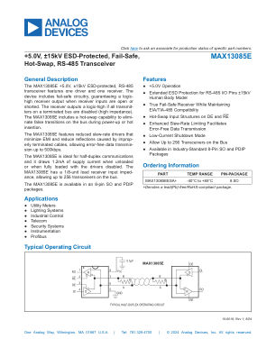 MAX13085E 数据手册首页