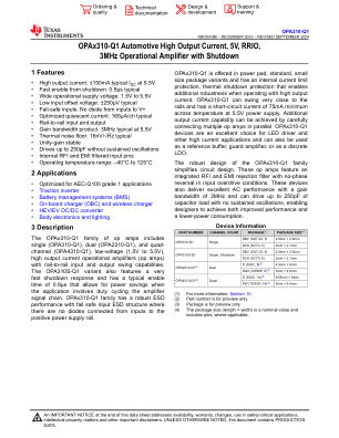 OPA310-Q1 datasheet cover page