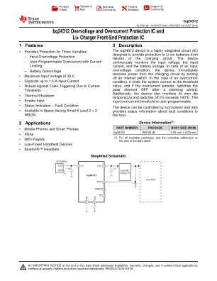 BQ24312 datasheet cover page
