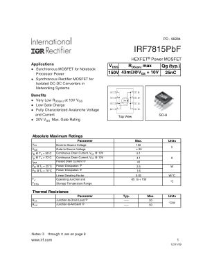 IRF7815 数据手册首页