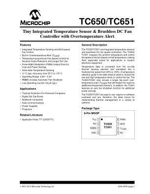 TC650AEVUA 数据手册首页