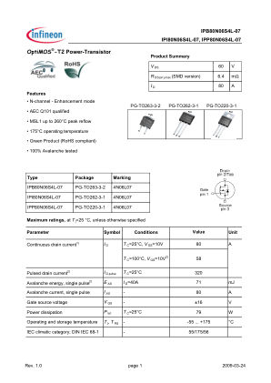 IPP-B-I80N06S4L-07 datasheet cover page