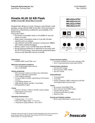 KL05P48M48SF1 datasheet cover page