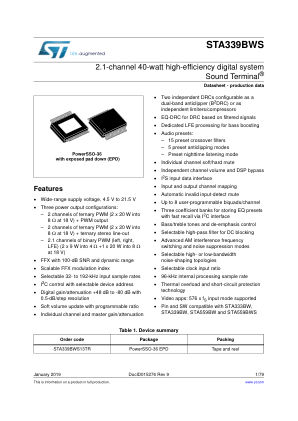 STA339BWS 数据手册首页