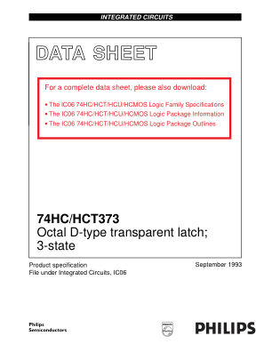 74HCT373DB datasheet cover page