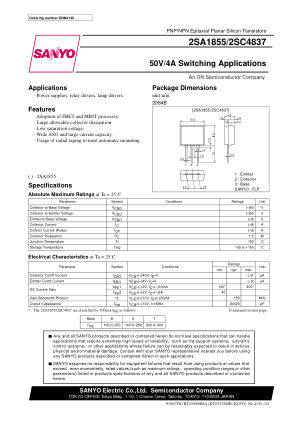 2SA1855 datasheet cover page