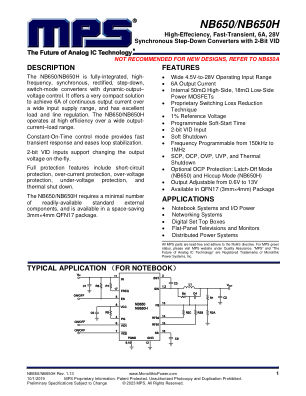NB650 datasheet cover page
