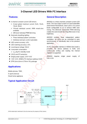 AW2023 datasheet cover page