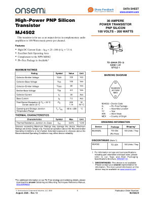 MJ4502 数据手册首页
