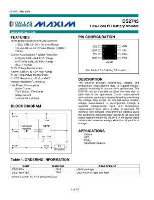 DS2745 datasheet cover page