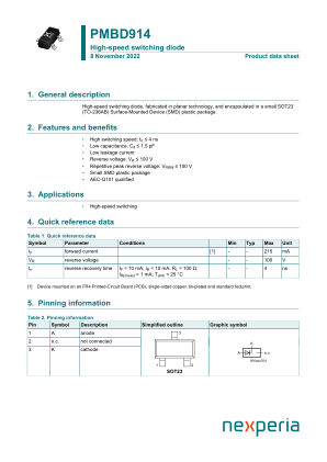 PMBD914 datasheet cover page