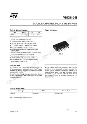 VND810-E 数据手册首页
