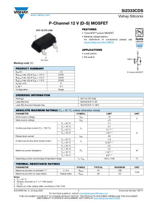 SI2333CD 数据手册首页