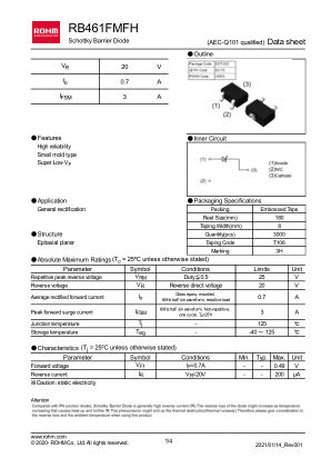 RB461FMFH 数据手册首页