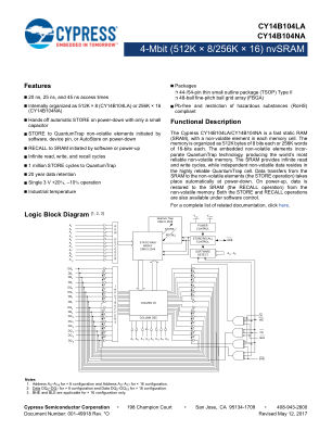 CY14B104LA datasheet cover page