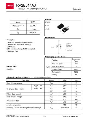 RV2E014AJ datasheet cover page