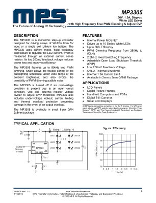 MP3305 datasheet cover page