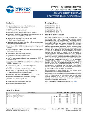 CY7C1311KV18 datasheet cover page