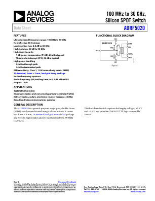 ADRF5020 datasheet cover page