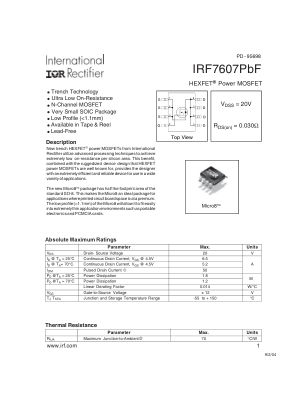 IRF7607 数据手册首页