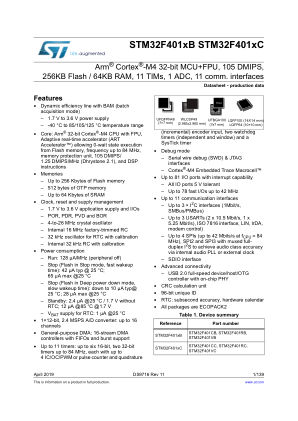 STM32F401CB 数据手册首页
