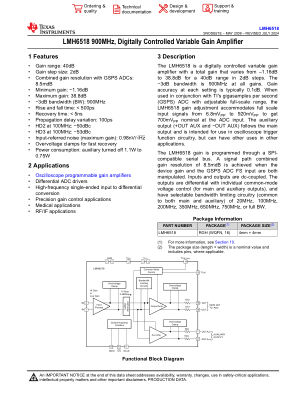 LMH6518 datasheet cover page