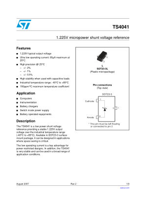 TS4041 datasheet cover page