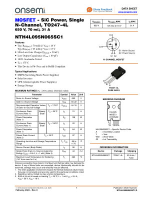 NTH4L095N065SC1 数据手册首页