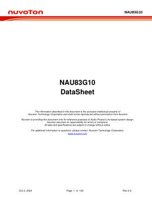 NAU83G10 数据手册首页