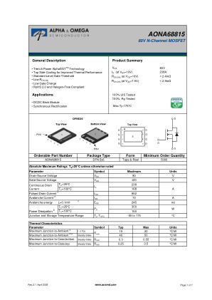 AONA68815 datasheet cover page