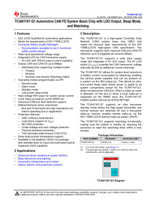TCAN1167-Q1 datasheet cover page