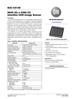 KAI-43140 datasheet cover page