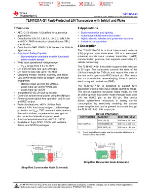 TLIN1021A-Q1 datasheet cover page