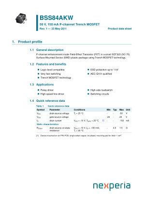 BSS84AKW datasheet cover page