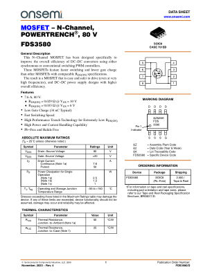 FDS3580 数据手册首页