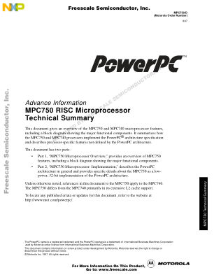 MPC750 数据手册首页
