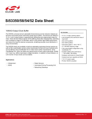 SI53352A-D01AM datasheet cover page