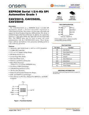 CAV25010 数据手册首页