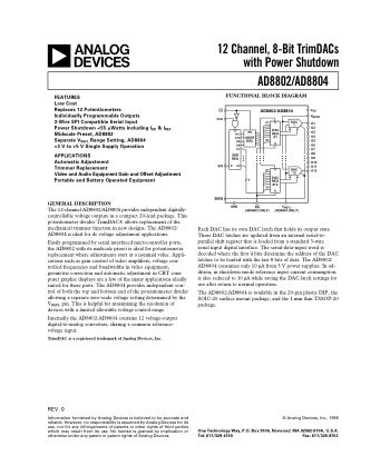 AD8802 datasheet cover page