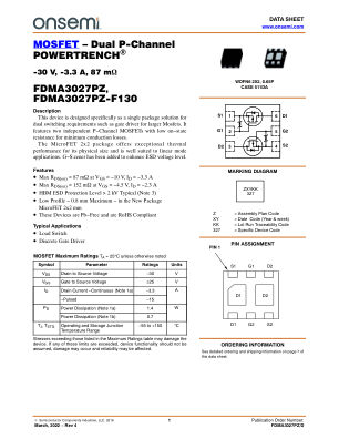 FDMA3027PZ 数据手册首页