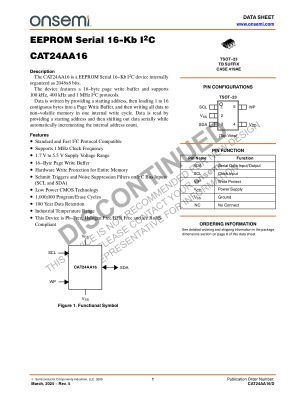 CAT24AA16 数据手册首页