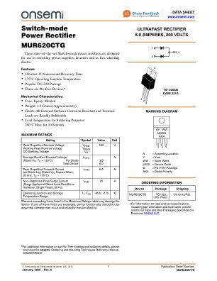 MUR620CT 数据手册首页