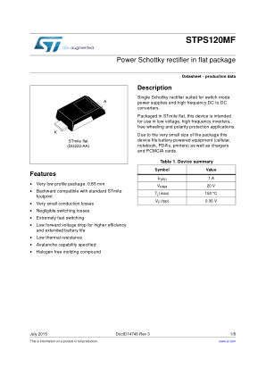 STPS120MF datasheet cover page