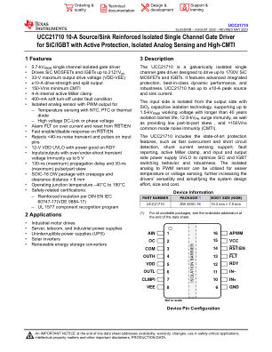 UCC21710 datasheet cover page