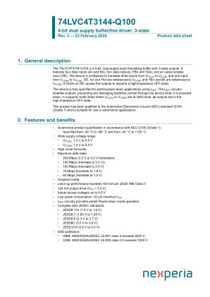 74LVC4T3144PW-Q10J datasheet cover page